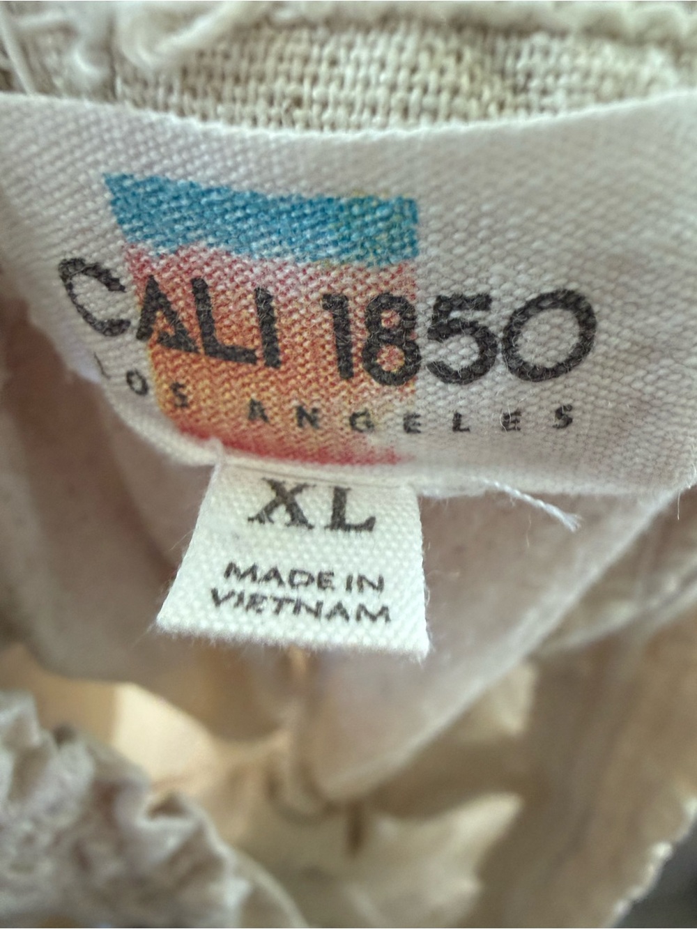 Women's Cream Drawstring linen like Pants - Picture 2 of 2